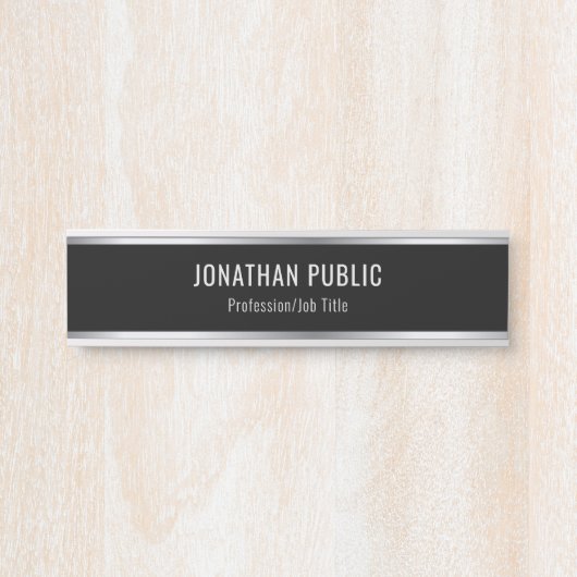 Trendy glamor Modern Black and Silver Sjabloon Deurbordje (Voorkant)