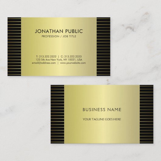 Trendy Glamorous Gold Look Design Plain Luxury Visitekaartje (Voorkant / Achterkant)