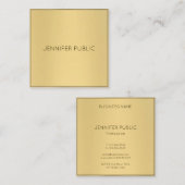 Trendy Glamour Gold Look Modern Sjabloon Luxury Vierkante Visitekaartje (Voorkant / Achterkant)