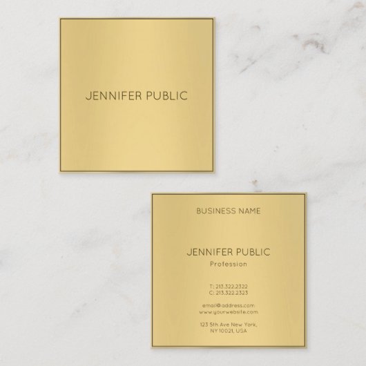 Trendy Glamour Gold Look Modern Sjabloon Luxury Vierkante Visitekaartje (Voorkant / Achterkant)