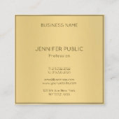 Trendy Glamour Gold Look Modern Sjabloon Luxury Vierkante Visitekaartje (Achterkant)