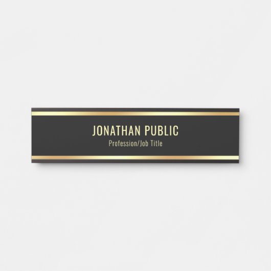 Trendy glamoureus modern zwart en gouddesign deurbordje (Voorkant)