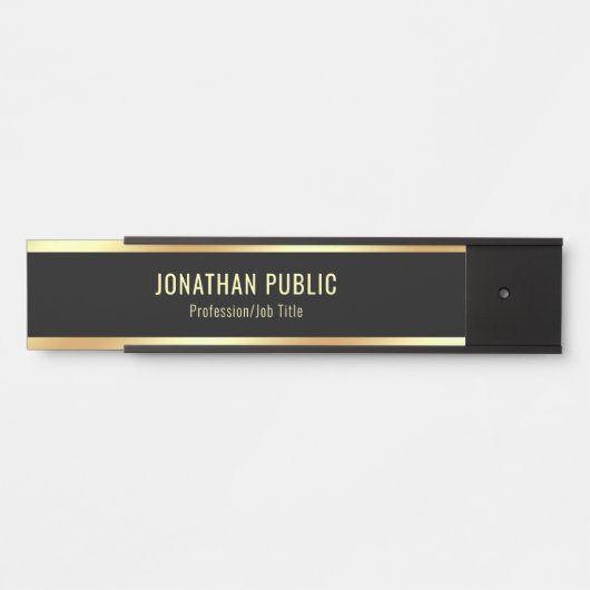 Trendy glamoureus modern zwart en gouddesign deurbordje (Voorkant)