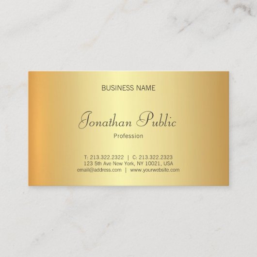 Trendy Glamoureuze Gold Look Professioneel Elegant Visitekaartje (Voorkant)