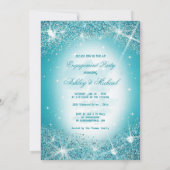 Trendy glans sterren blauw turquoise wolkenlucht kaart (Achterkant)