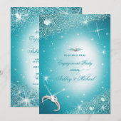 Trendy glans sterren blauw turquoise wolkenlucht kaart (Voorkant / Achterkant)