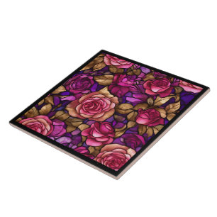 Trendy Glas in lood Rozen Elegant Collectie Tegeltje