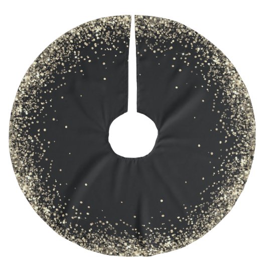 Trendy Glitter Art Black Gold Tree Skirt Kerstboom Rok (Voorkant)