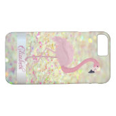 Trendy Glitter Bokeh Pink Flamingo- Personalized Case-Mate iPhone Case (Achterkant (Horizontaal))