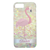 Trendy Glitter Bokeh Pink Flamingo- Personalized Case-Mate iPhone Case (Achterkant)