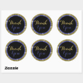 Trendy glitter dank u Stickers: blauw en goud Ronde Sticker (Vel)
