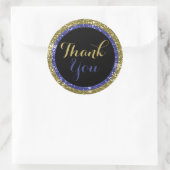 Trendy glitter dank u Stickers: blauw en goud Ronde Sticker (Tas)
