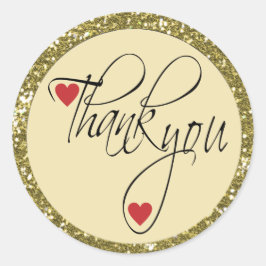 Trendy Glitter Dank u Stickers | Goud