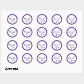 Trendy glitter dank u Stickers: Paarse Ronde Sticker (Vel)