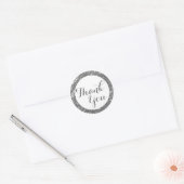 Trendy Glitter Dank u Stickers: Silver Grey Ronde Sticker (Envelop)