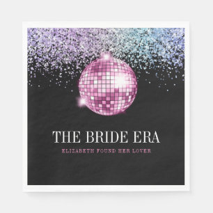 Trendy Glitter Disco Bride Era Bachelorette Party Servet