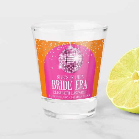 Trendy Glitter Disco Bride Era Bachelorette Party Shot Glas (Voorkant)
