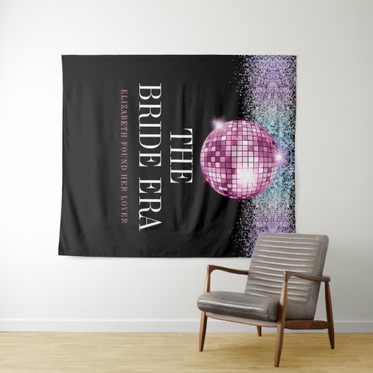 Trendy Glitter Disco Bride Era Bachelorette Party Wandkleed (In Situ (horizontaal))