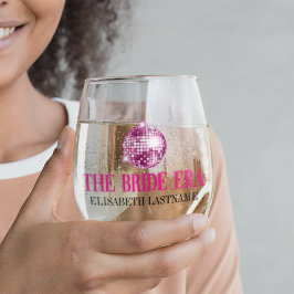 Trendy Glitter Disco Bruid Era Bachelorette Feest Wijnglas Zonder Voet