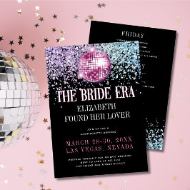 Trendy Glitter Disco Bruid Tijdperk Bachelorette F Kaart