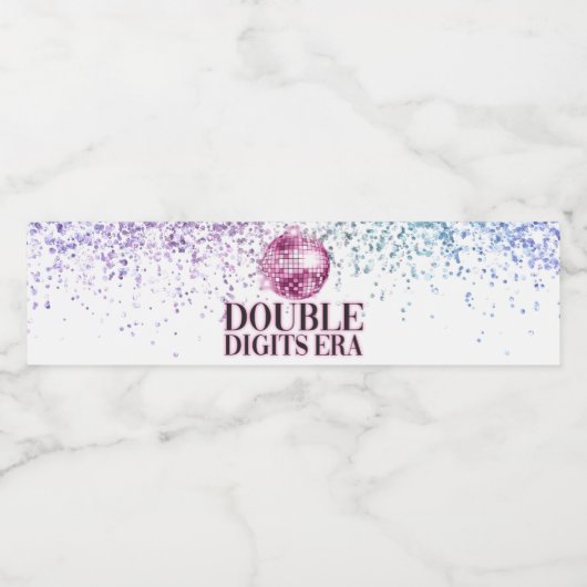 Trendy Glitter Disco Double Cijfers Era Paper Waterfles Etiket (Enkel label)