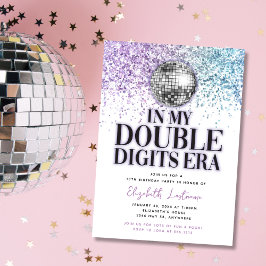Trendy Glitter Disco Double Digits Era Verjaardag Kaart