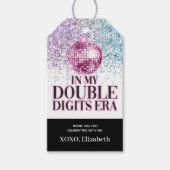 Trendy Glitter Disco Dubbele Cijfers Era Papier Cadeaulabel (Voorkant)