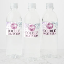 Trendy Glitter Disco Dubbele Cijfers Era Papier Waterfles Etiket