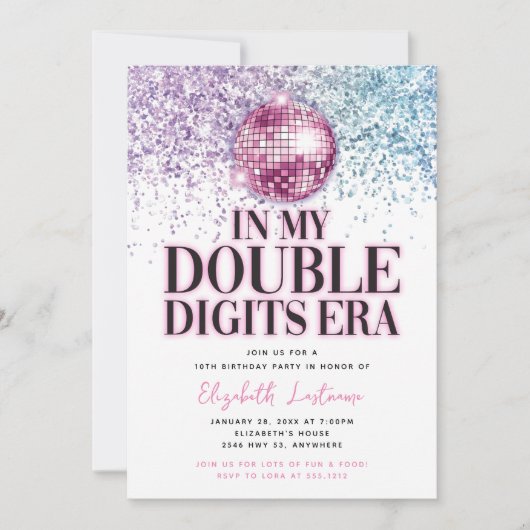 Trendy Glitter Disco Dubbele cijfers Era Verjaarda Kaart (Voorkant)