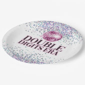 Trendy Glitter Disco Dubbele cijfers Era Verjaarda Papieren Bordje (Gekanteld)