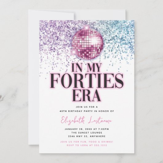 Trendy Glitter Disco Forties Era 40e verjaardag Kaart (Voorkant)