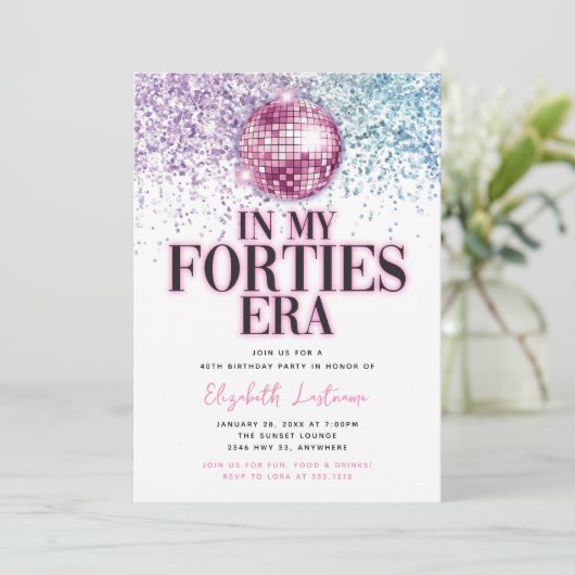 Trendy Glitter Disco Forties Era 40e verjaardag Kaart (Staand voorkant)