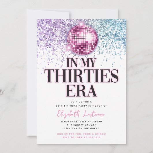 Trendy Glitter Disco Thirties Era 30e verjaardag Kaart (Voorkant)