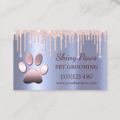Trendy Glitter Drift Dog Paw Pet Grooming Service Visitekaartje (Voorkant)