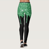 Trendy Glitter Drips Green Black St. Patrick's Day Leggings (Achterkant)
