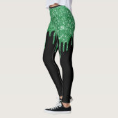 Trendy Glitter Drips Green Black St. Patrick's Day Leggings (Links)