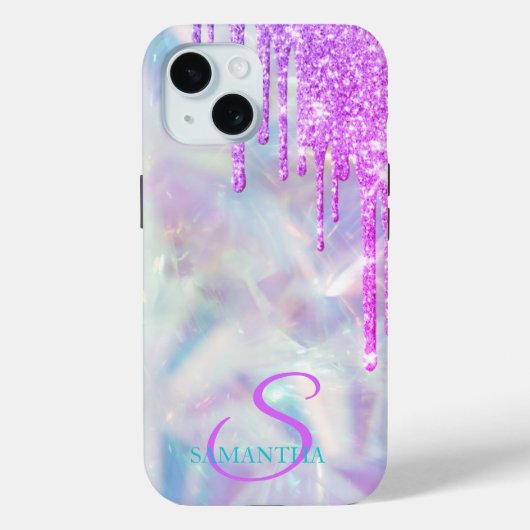 Trendy Glitter Drips Ombre Cool Holografisch Case-Mate iPhone Case (Achterkant)