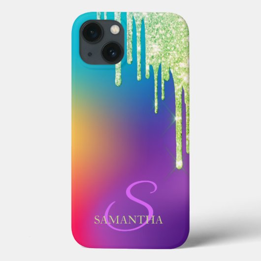 Trendy Glitter Drips Ombre Holografisch Case-Mate iPhone Case (Achterkant)