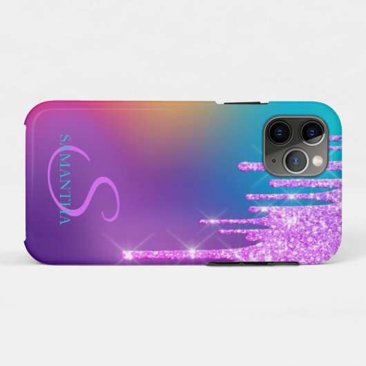 Trendy Glitter Drips Ombre Holographic Case-Mate iPhone Case (Achterkant (horizontaal))