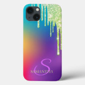 Trendy Glitter Drips Ombre Holographic Case-Mate iPhone Case (Achterkant)