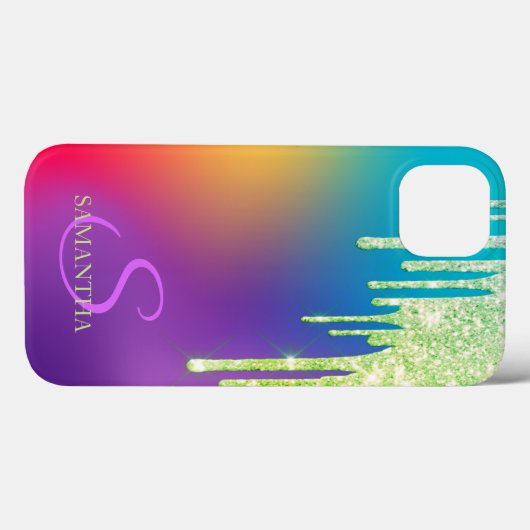 Trendy Glitter Drips Ombre Holographic Case-Mate iPhone Case (Achterkant (horizontaal))