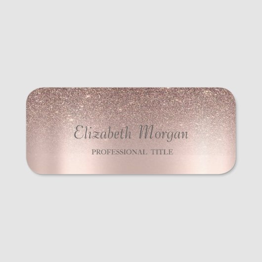 Trendy Glitter Drips, Roze Goud Naamplaatje (Voorkant)