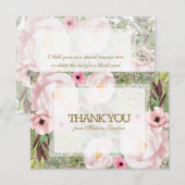 Trendy Glitter Gold Floral Sweet 16 Hartelijk dank Bedankkaart (Voorkant / Achterkant)