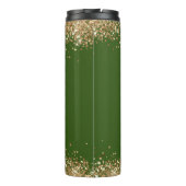 Trendy glitter groene fotonaam Thermal Tumbler Thermosbeker (Achterkant)