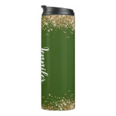 Trendy glitter groene fotonaam Thermal Tumbler Thermosbeker (Geroteerd rechts)