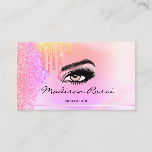 Trendy Glitter Holographic drift Lashes marmer Visitekaartje (Voorkant)