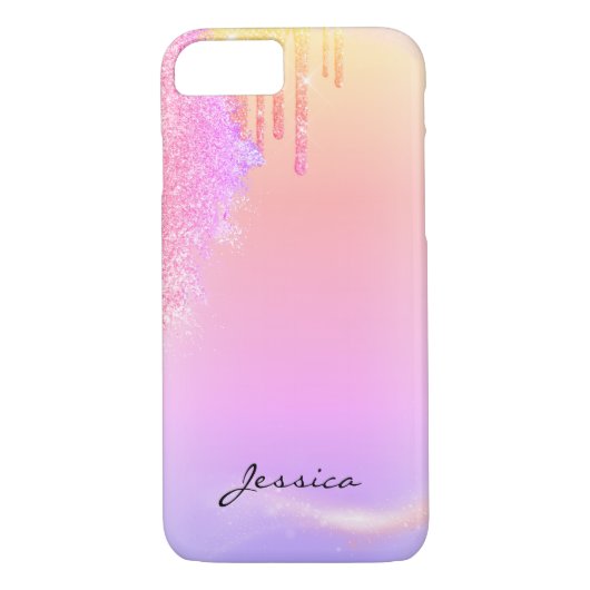 Trendy Glitter Holographic roze druppelt op aangep Case-Mate iPhone Case (Achterkant)