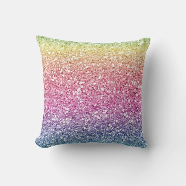 Trendy Glitter Kleurrijke Ombre Kussen (Voorkant)