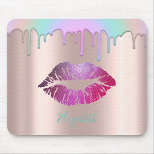 Trendy Glitter Lippen Regenboog Drips Muismat