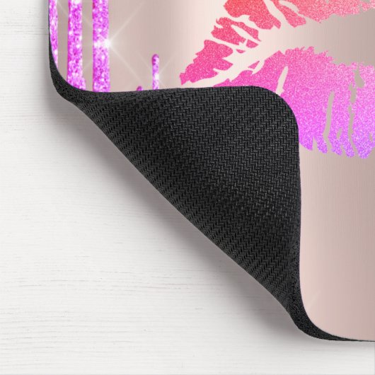 Trendy Glitter Lips Roos Gold Glitter Drivers Muismat (Hoek)